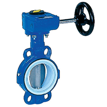 Przepustnica bezkołnierzowa TILIS z napędem ręcznym przekładnią ślimakową DN 150