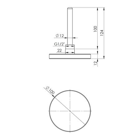 Termometr bimetaliczny AFRISO BiTh fi 100 mm 0…120'C tuleja 100 mm połączenie ax
