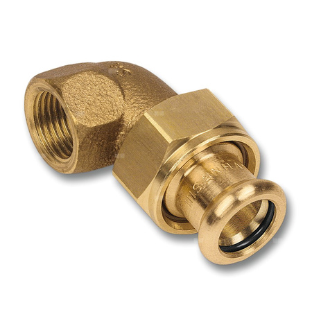 Śrubunek 45' SANHA PURAPRESS trzyczęściowy, Cu, 22 mm x 1'' (zw x GW)