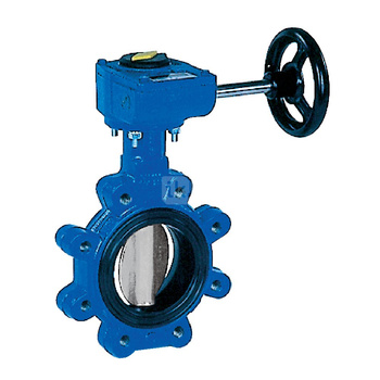 Przepustnica z otworami gwintowanymi SYLAX z przekładnią ślimakową, dysk: AISI316, wykładzina: EPDM, korpus: GGG40 epoksyd., Pnom 1,6 MPa, tmax=120 st.C DN500