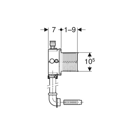 Nypel przyłączeniowy Geberit wygięty, do zaworu spłukującego do pisuarów