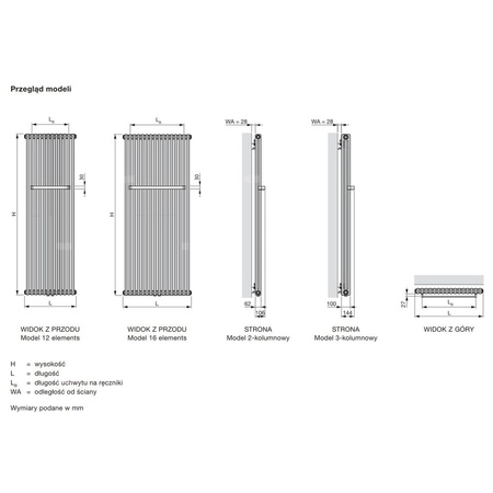 Grzejnik żeberkowy ZEHNDER Charleston Bar 1492 x 100 mm, kolor biały (RAL 9016), moc 1402 W