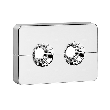 Podwójna rozeta maskująca. Rozstaw osi 35 mm. Chromowana