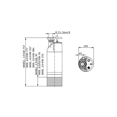 Pompa zanurzeniowa do ścieków WILO Padus PRO M08L/T039-540 aluminium 3x 400V, moc 4.6W 50 Hz