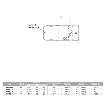 Zaślepka mosiądz VALVEX Twist 3/8'' GW