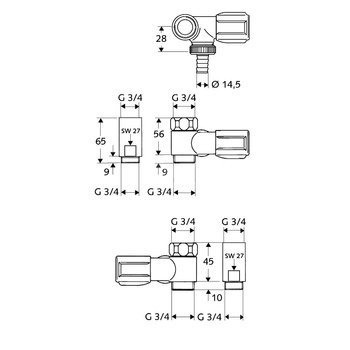 Zawór pb COMFORT 3/4', przyłącze boczne do baterii odpływu, chrom
