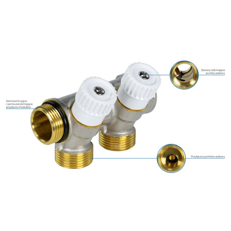 Moduł rozszerzający ADM 102 do rozdzielacza wody użytkowej, 2 punkty poboru, G3/4''