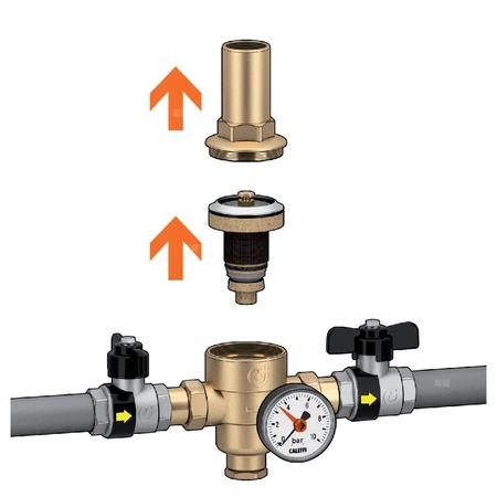 Regulator ciśnienia CALEFFI 5360, GZ 1'', 25 bar z manometrem