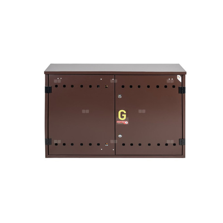Punkt redukcyjno-pomiarowy na 2 gazomierze G4/G6, w poziomie, w skrzynce metalowej 1050x700x250 - brązowy