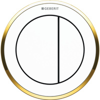 Pneumatyczny przycisk uruchamiający WC Geberit Typ 10, ręczny, meblowy dwudzielny, biały-złocony