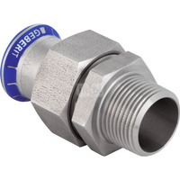 Śrubunek hydrauliczny GEBERIT Mapress Edelstahl przejściowy z nakrętka ze stali CrNi stal nierdzewna GZ 3/4'' 22 mm z pierścieniem zacinającym