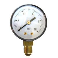 Manometr z rurką Bourdona SOCLA 2212B 0-6 bar Gwint zewnętrzny 1/4'' radialny fi 50 mm, obudowa z tworzywa sztucznego