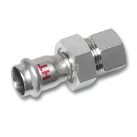 Śrubunek SANHA NiroSan Press Industry trzyczęściowy, stal nierdzewna, 15 mm x 1/2'' (zw x GW)