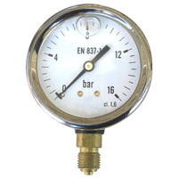 Manometr z rurką Bourdona SOCLA glicerynowy 212G 0-25 bar Gwint zewnętrzny 1/4'' radialny fi 50 mm, obudowa ze stali nierdzewnej