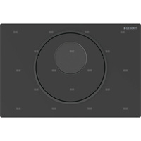 Przycisk uruchamiający Geberit Sigma10 do systemu spłukiwania WC z elektronicznym uruchamianiem spłukiwania, okrągły: Płyta i przycisk: lakierowane na kolor czarny matowy, z powłoką easy-to-clean, Pierścień ozdobny: czarny