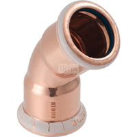 Kolano 45' GEBERIT Mapress Kupfer FKM, miedź, 35 mm, DN 32 x 35 mm x DN 32 (mufa zaprasowywana x mufa zaprasowywana), (głębokość: 14 mm) z uszczelką