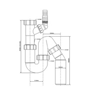 Syfon zlewozmywakowy rurowy 11/2"x50mm z podłączeniem pralki lub zmywarki bez spustu