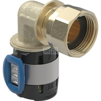 Kolano 90' GEBERIT FlowFit, brąz krzemowy bezołowiowy, 3/4'' x 25 mm (nakrętka x łącznik zaprasowywany)