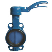 Przepustnica bezkołnierzowa SYLAX z napędem ręcznym dźwigniowym, dysk: GGG40 epoksydowany, wykładzina: EPDM, korpus: GGG40 epoksyd., Pnom 1,6 MPa, tmax=120 st.C DN50