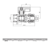 Zawór kulowy VALVEX Mini 1/2'' x 16x2 GZ x zz, uchwyt: dźwignia (niebieska)