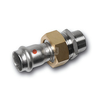 Śrubunek SANHA NiroTherm Press z uszczelką i nakrętką z mosiądzu trzyczęściowy, stal nierdzewna, 42 mm x 1 1/2'' (zw x GZ)