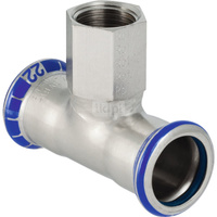 Trójnik GEBERIT Mapress Edelstahl FKM przejściowy 90' stal nierdzewna 18 mm x 1/2'' x 18 mm (mufa zaciskowa x GW x mufa zaciskowa)