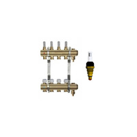 Rozdzielacz do ogrzewania podłogowego QIK MAGNET 7-obieg. mosiądz GW 1'' x GZ 3/4'' + przepływomierz