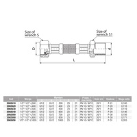 Wąż przyłączeniowy elastyczny VALVEX Viper Plus z oplotem (stal nierdzewna), GW x GZ, 1/2'' x 1/2'', długość 800 mm