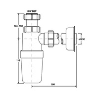 Syfon umywalkowy butelkowy 11/4"x32mm bez spustu