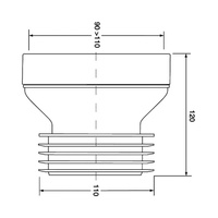 Przyłącze kanalizacyjne, krótkie L-120mm,wejście 90-110mm, wyjście 110mm,proste