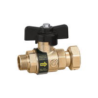 BALLSTOP - Zawór kulowy z wbudowanym zaworem zwrotnym, przyłącze z gwintem zewnętrznym, nakrętka zabezpieczona przed manipulacją