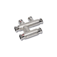 Trójnik SANHA Therm krzyżowy stal (niklowanie) 22 mm x 18 mm x 22mm (zw x zw x zw)