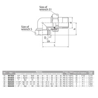Złączka (śrubunek) kolanowa śrutowana z oringiem VALVEX TWIST, 3/4'' (GZ x GW)