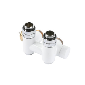 Zawór termostatyczny kątowy 50 oś zintegrowany z trójnikiem CYLINDER, Prawy, GZ1/2"-GW1/2"-GZ24-19, biały (V1151-01ESX)