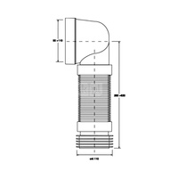 Przyłącze kanalizacyjne harmonijkowe L-265>540mm,wejście 90-110mm,wyjście 110mm, kąt 90