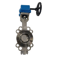 Przepustnica bezkołnierzowa EMARIS z przekładnią ślimakową, dysk: AISI316, wykładzina: PTFE +15% Grafit, korpus: AISI316, Pnom 2,5 MPa, tmax=260 st.C DN 65