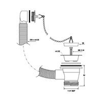 Spust umywalkowy 11/4"x60mm z sitkiem ze stali nierdzewnej i przelewem